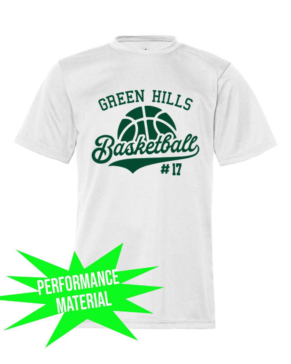 Green Hills Basketball Performance Material T-Shirt Design 6