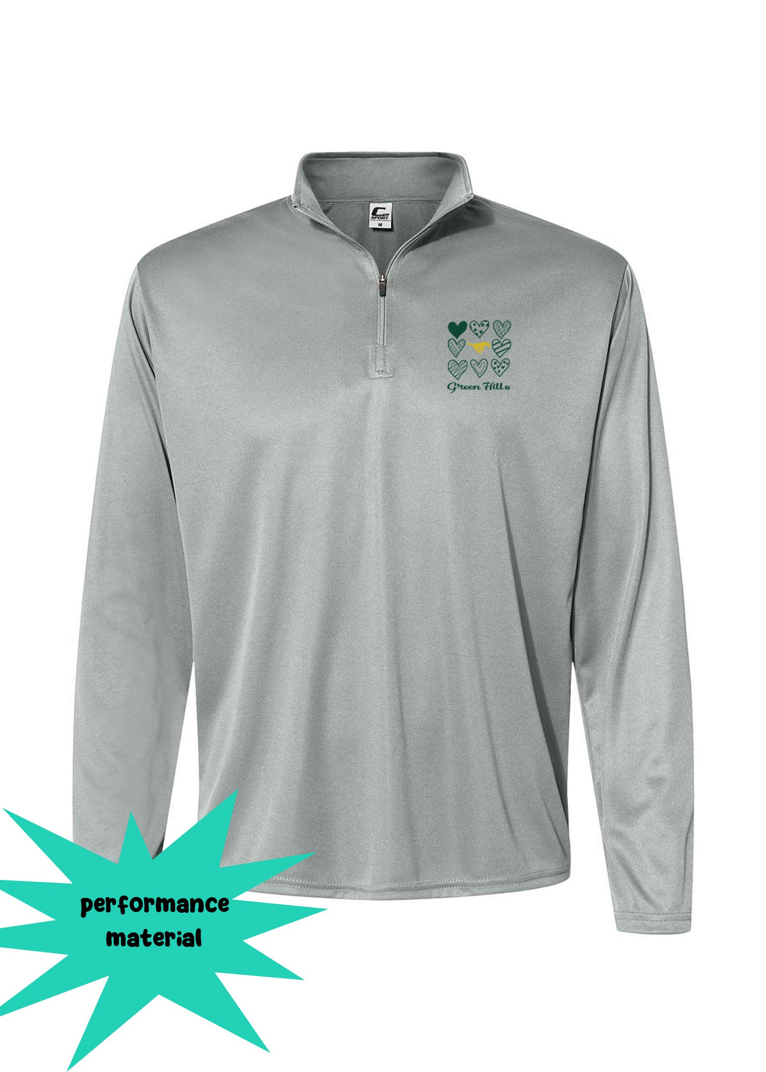 Green Hills Quarter Zip Long Sleeve Shirt Design 18