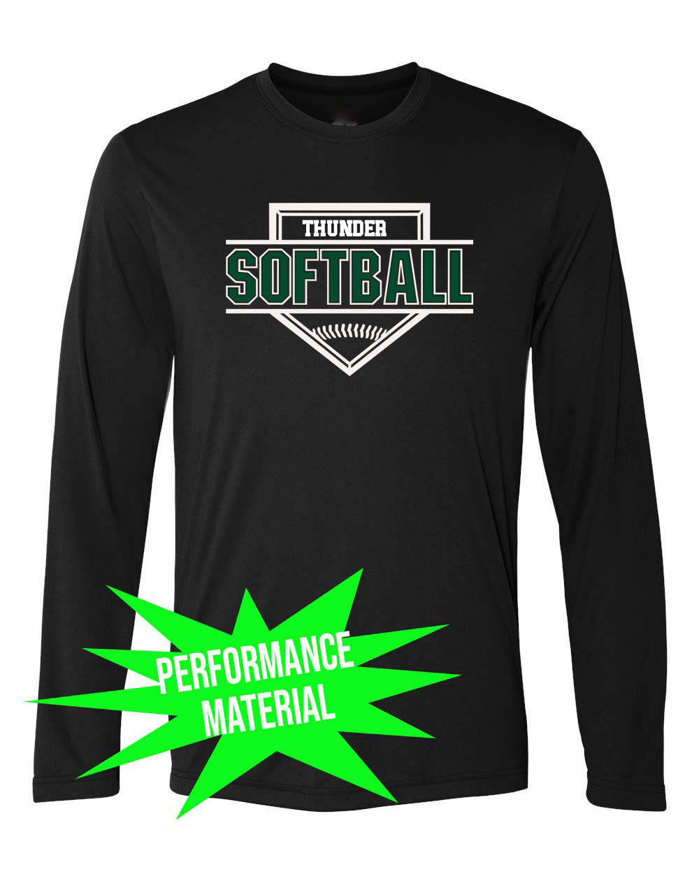 Green Thunder Performance Material Long Sleeve Shirt Design 1