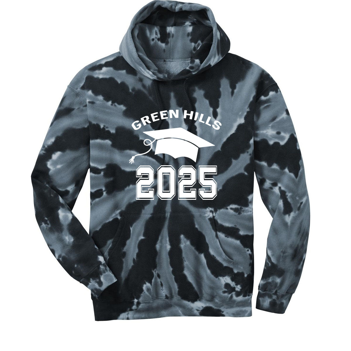 Green Hills 2025 Tie-Dye Hooded Sweatshirt Design 1