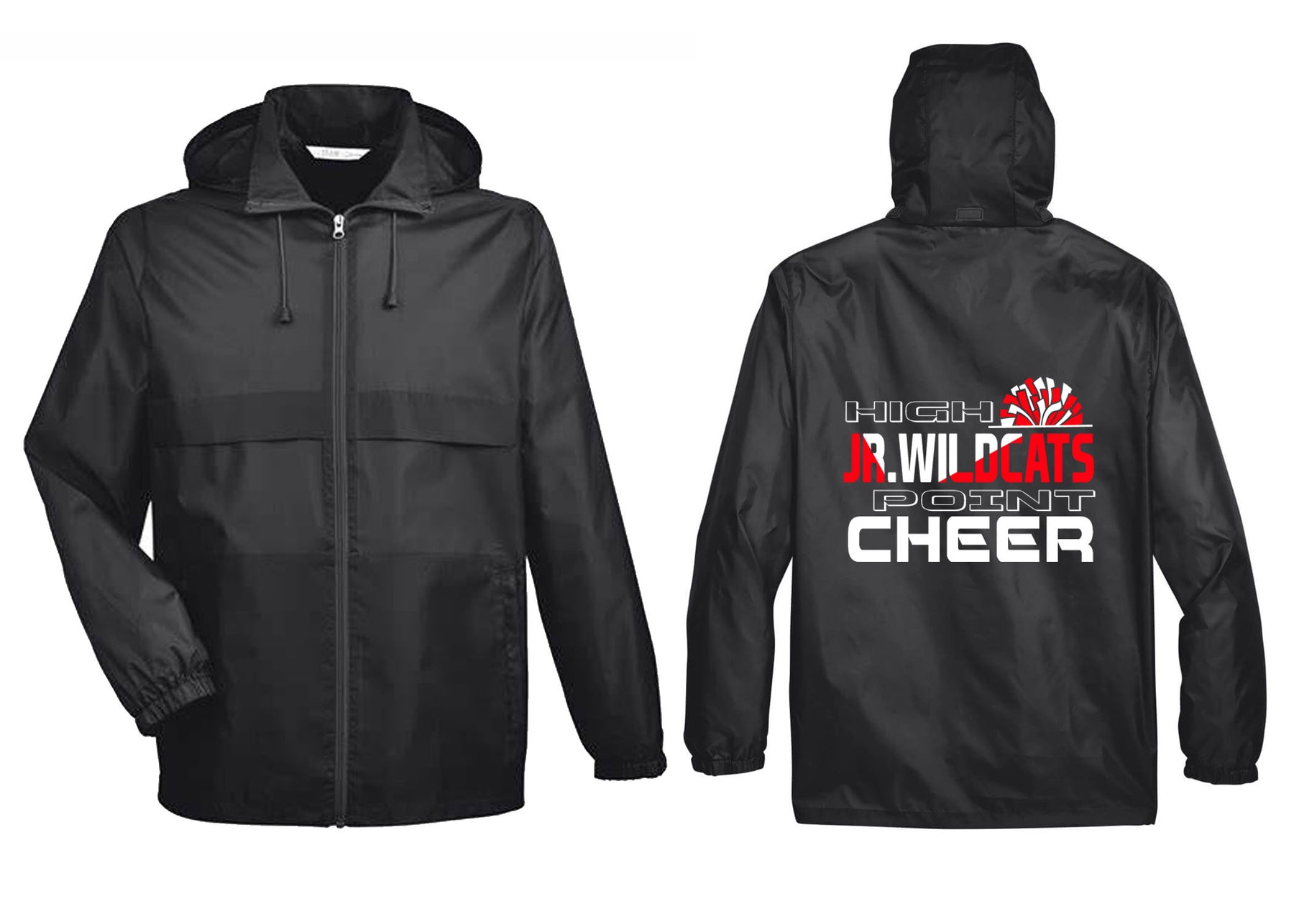 High Point cheer design 5 Zip up lightweight rain jacket