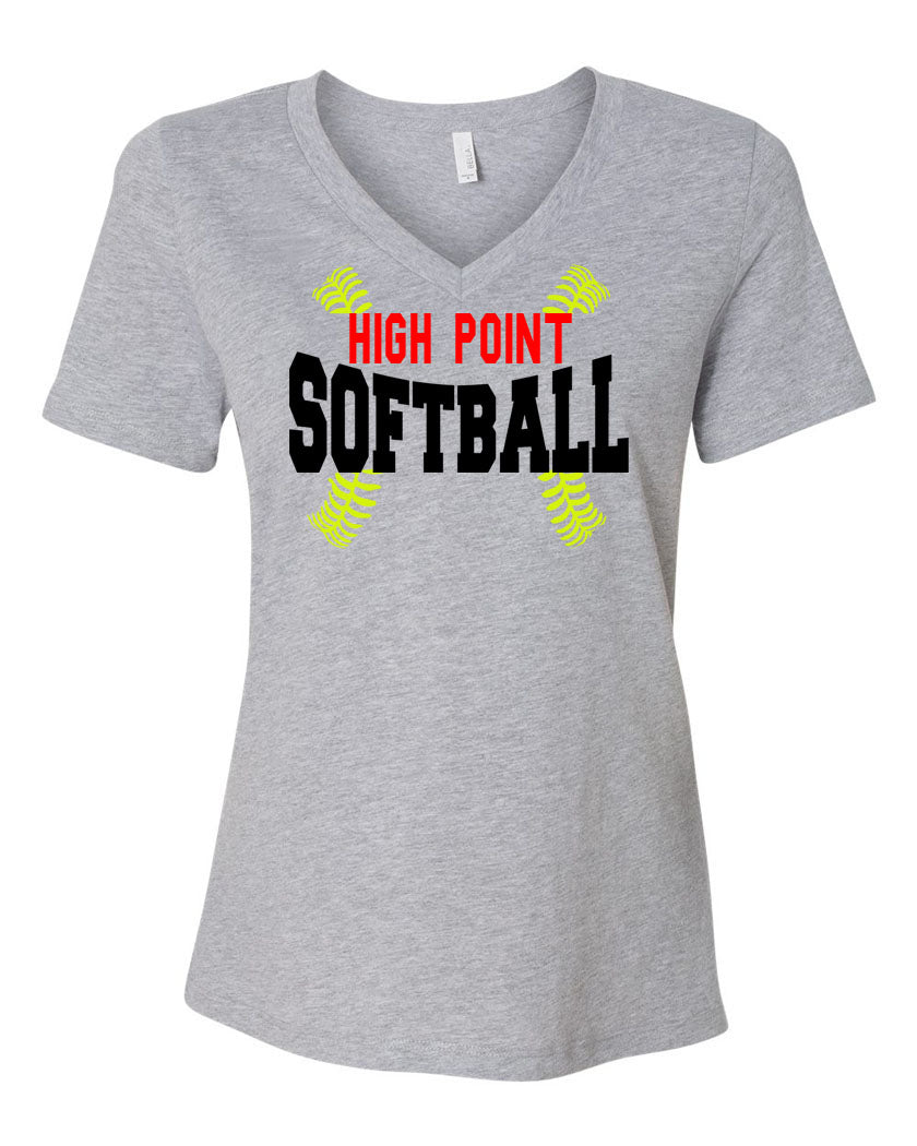 High Point Softball Design 1 V-neck T-Shirt