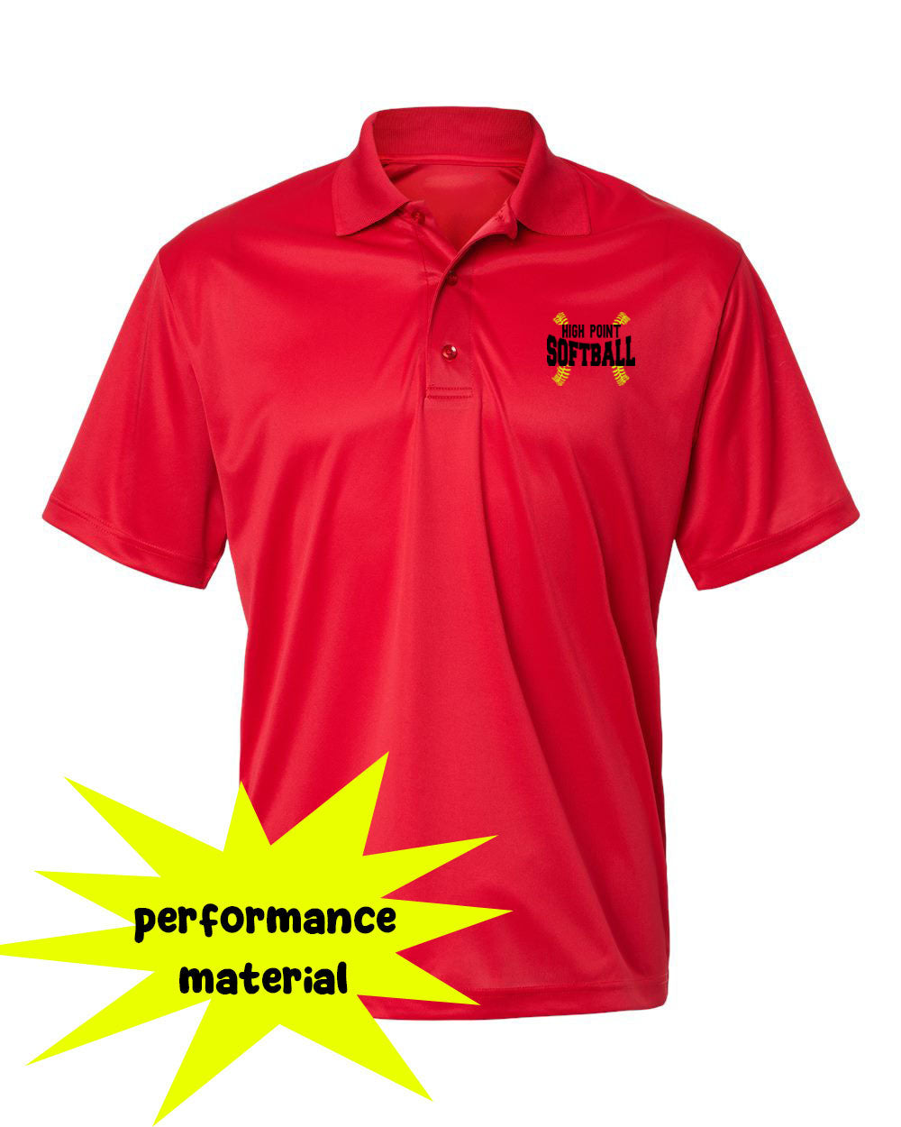 High Point Softball Design 1 Performance Material Polo T-Shirt