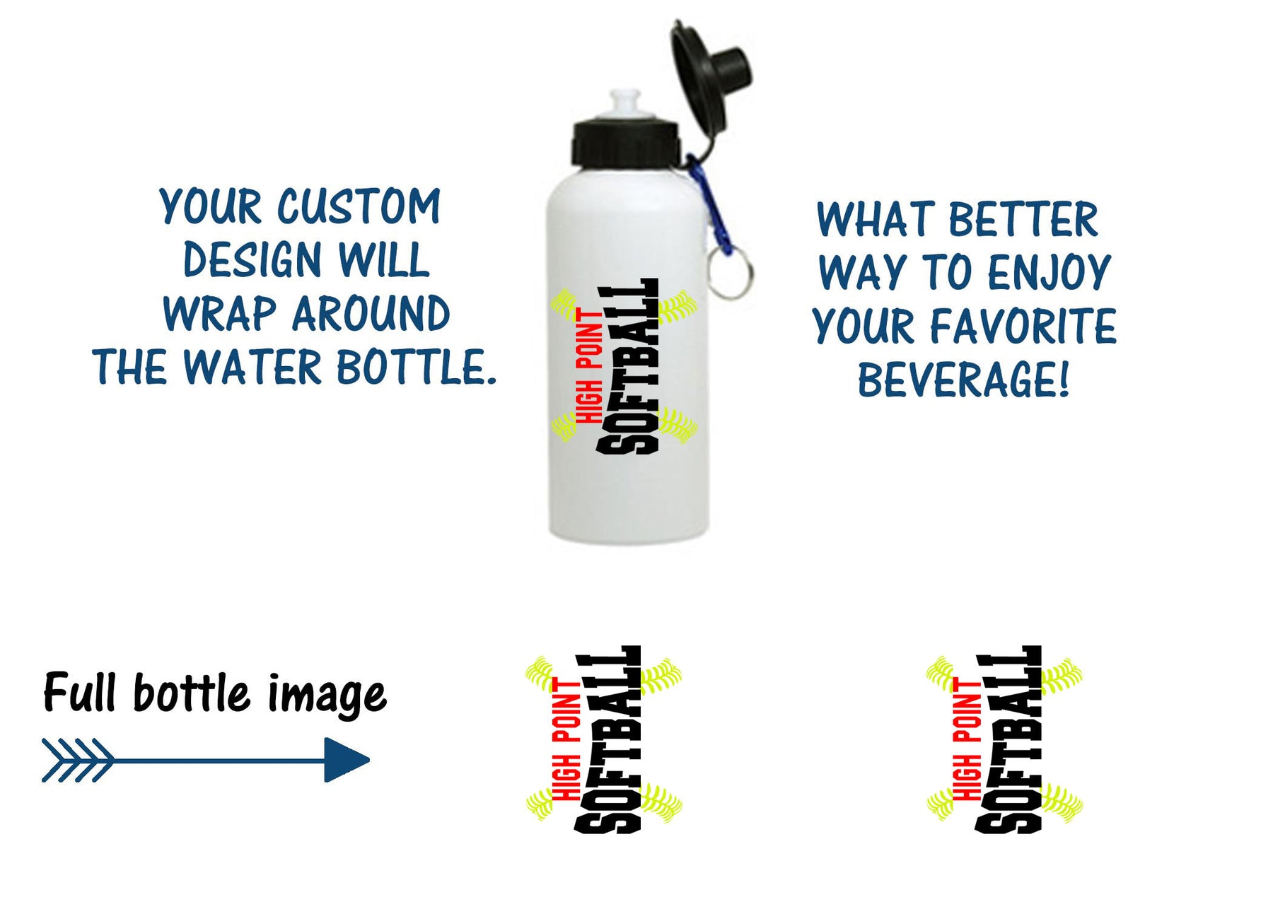 High Point Softball Design 1 Water Bottle