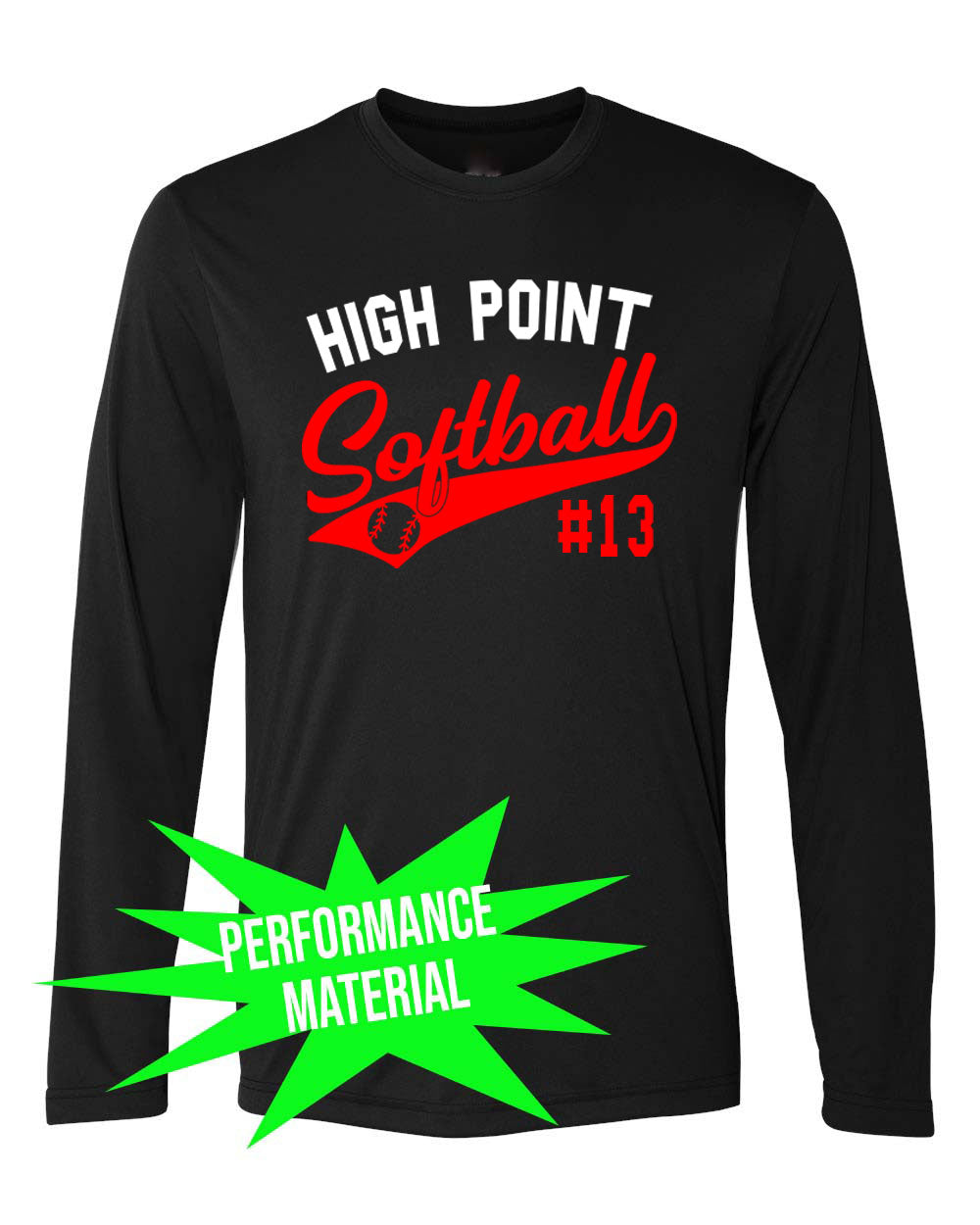 High Point Softball Performance Material Design 2 Long Sleeve Shirt