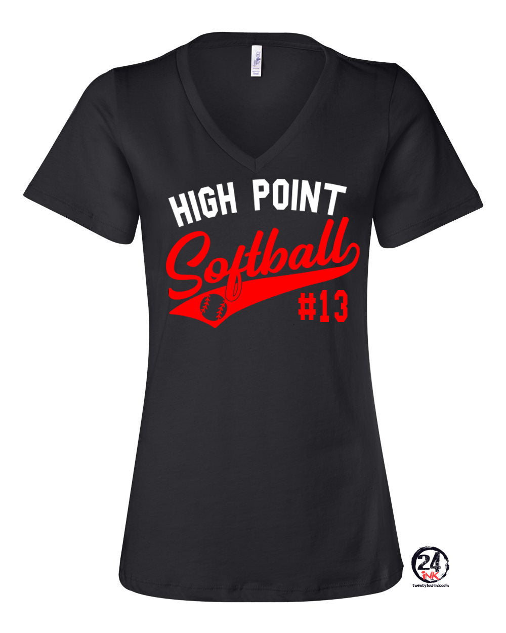 High Point Softball Design 2 V-neck T-Shirt