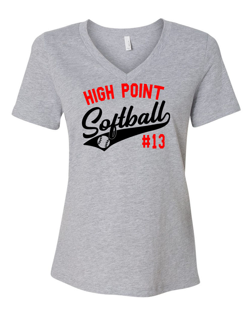 High Point Softball Design 2 V-neck T-Shirt