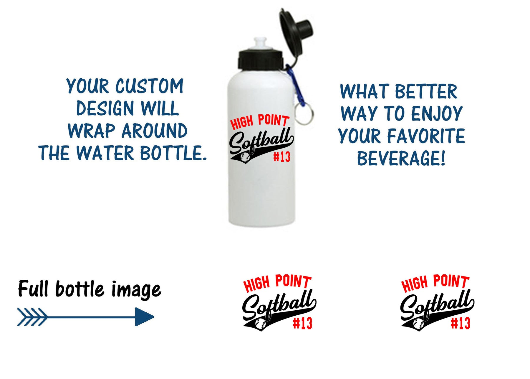 High Point Softball Design 2 Water Bottle