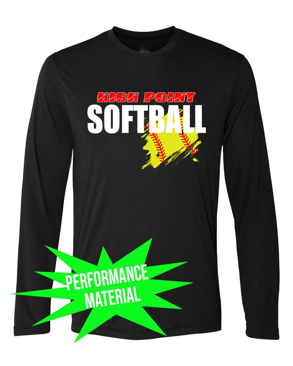 High Point Softball Performance Material Design 3 Long Sleeve Shirt