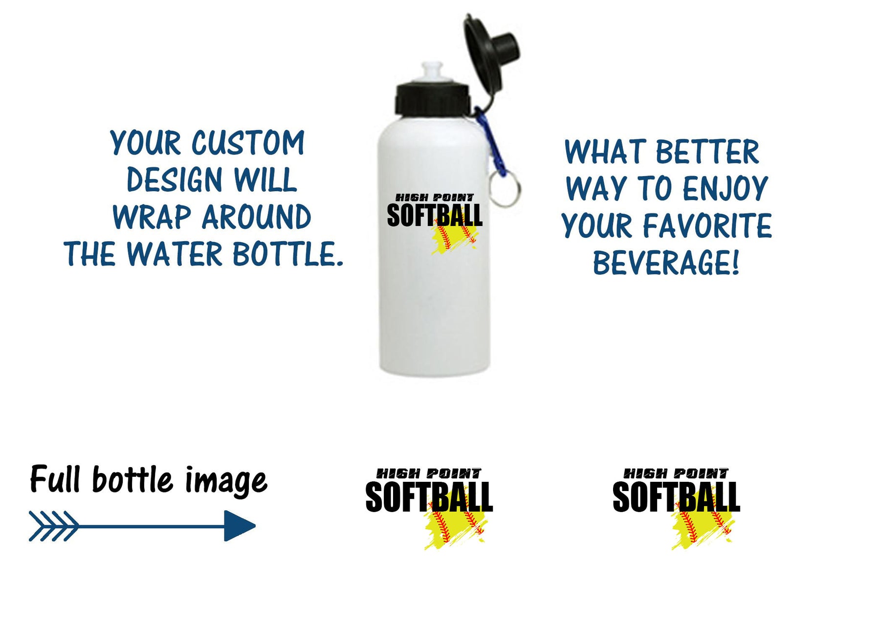 High Point Softball Design 3 Water Bottle