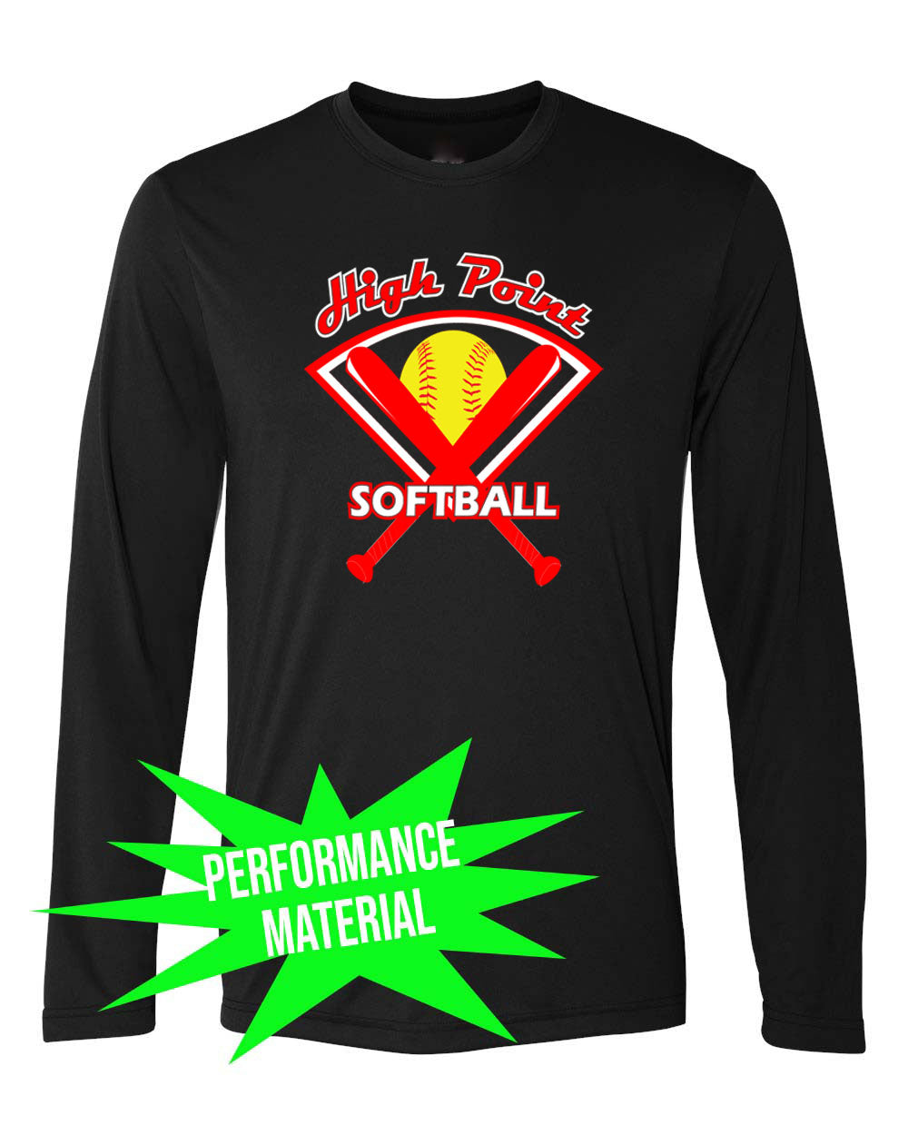 High Point Softball Performance Material Design 4 Long Sleeve Shirt