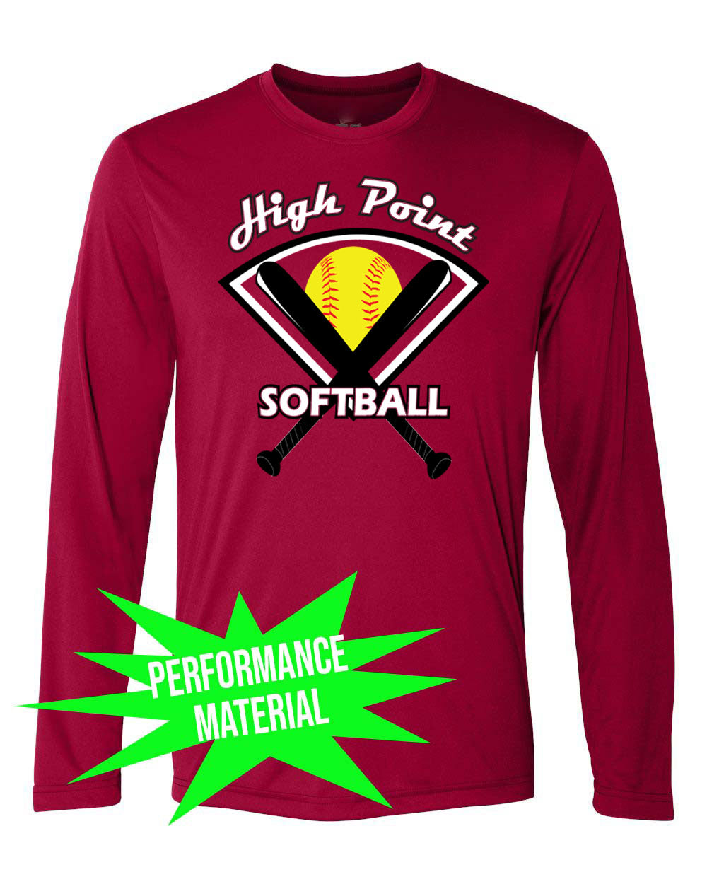 High Point Softball Performance Material Design 4 Long Sleeve Shirt