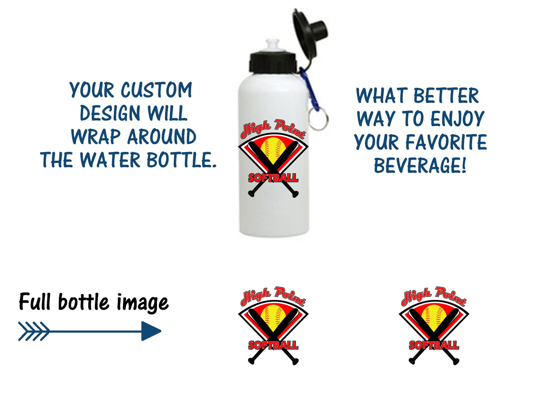 High Point Softball Design 4 Water Bottle