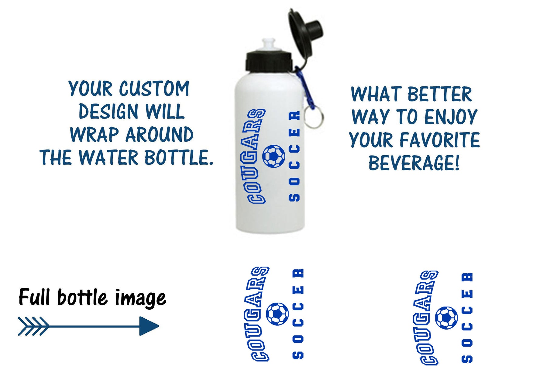 Kittatinny Soccer Personalized Water Bottle DESIGN 1