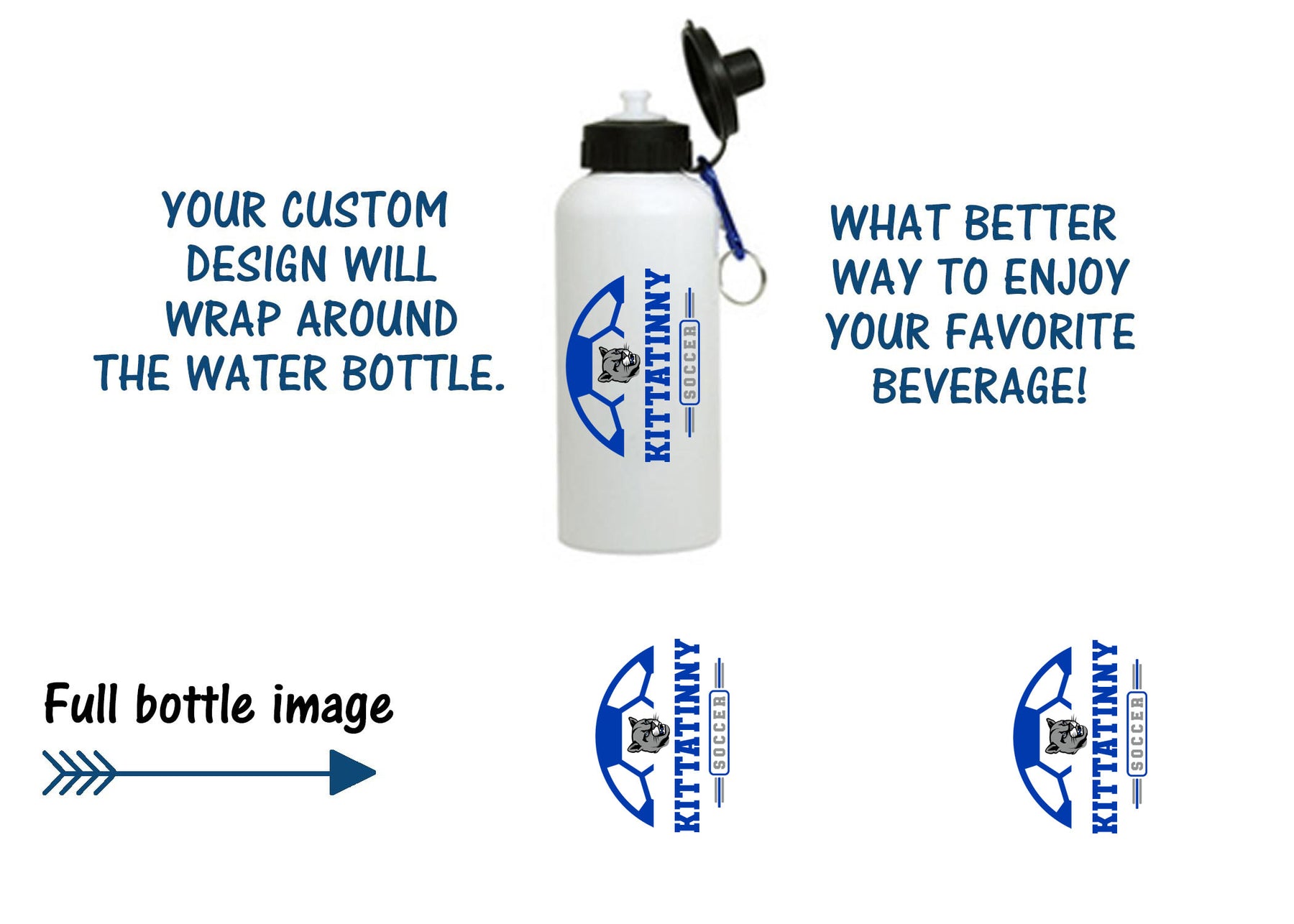 Kittatinny Soccer Personalized Water Bottle DESIGN 2