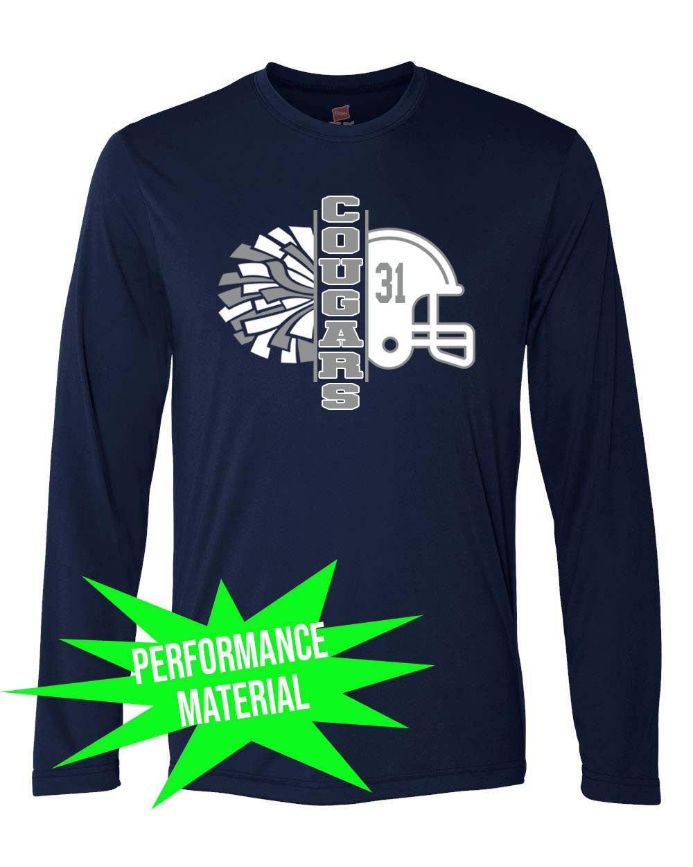 Kittatinny Football Performance Material Design 7 Long Sleeve Shirt