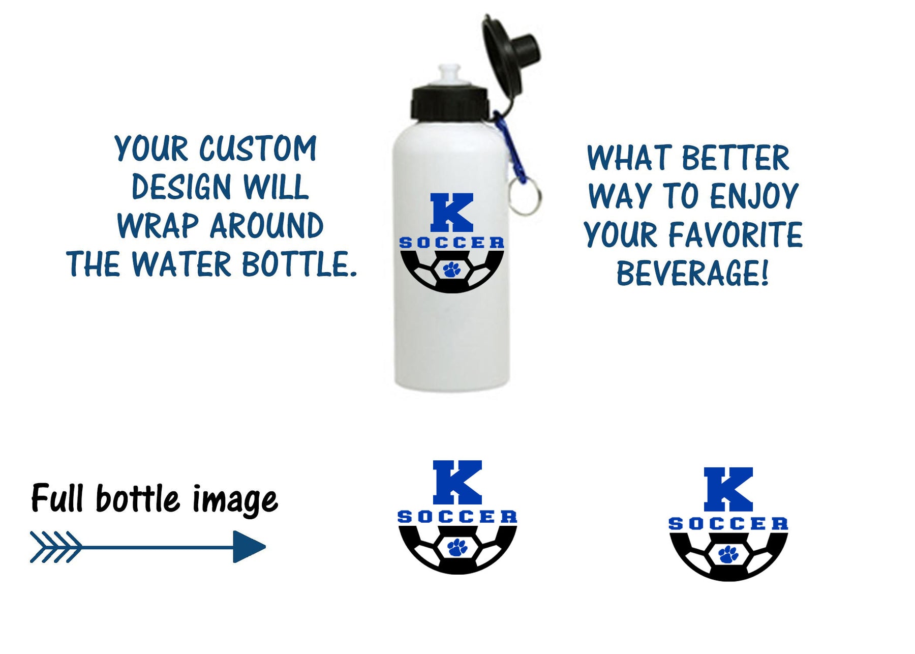 Kittatinny Soccer Personalized Water Bottle DESIGN 4