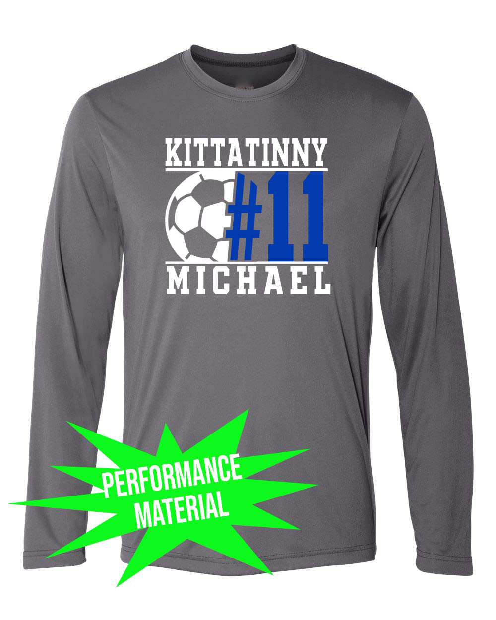 Kittatinny Soccer Performance Material Design 5 Long Sleeve Shirt