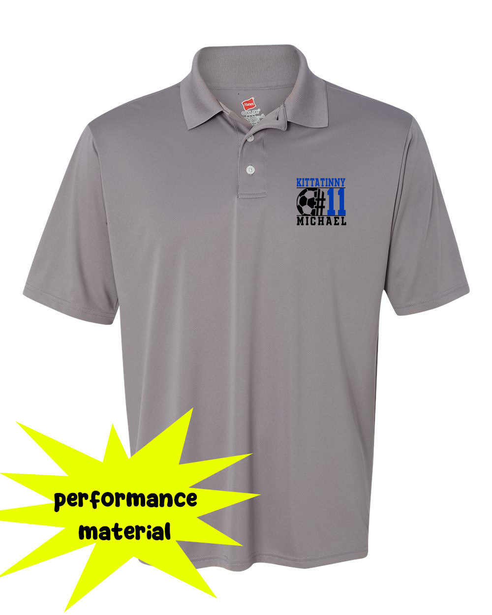 Kittatinny Soccer Design 5 Performance Material Polo T-Shirt