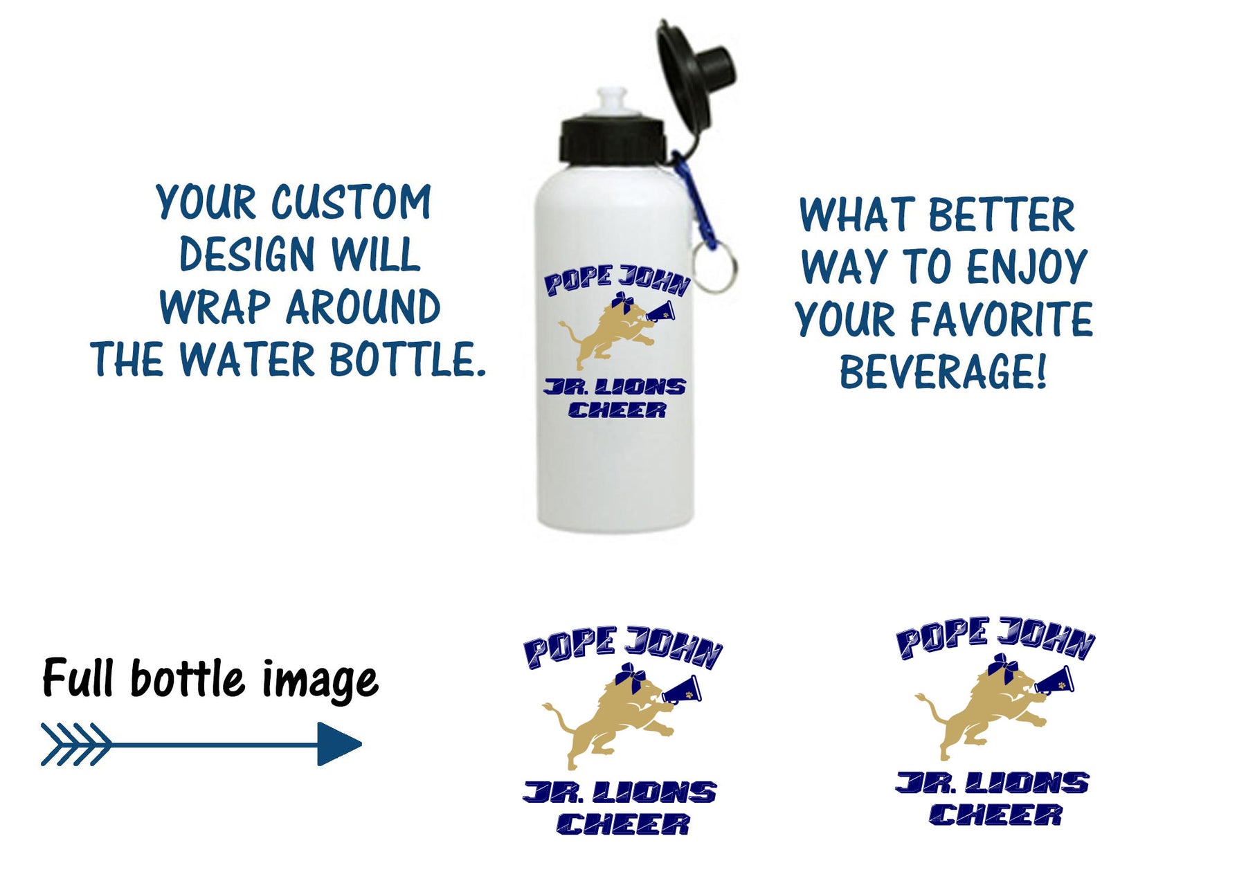 Lions Cheer Design 3 Water Bottle