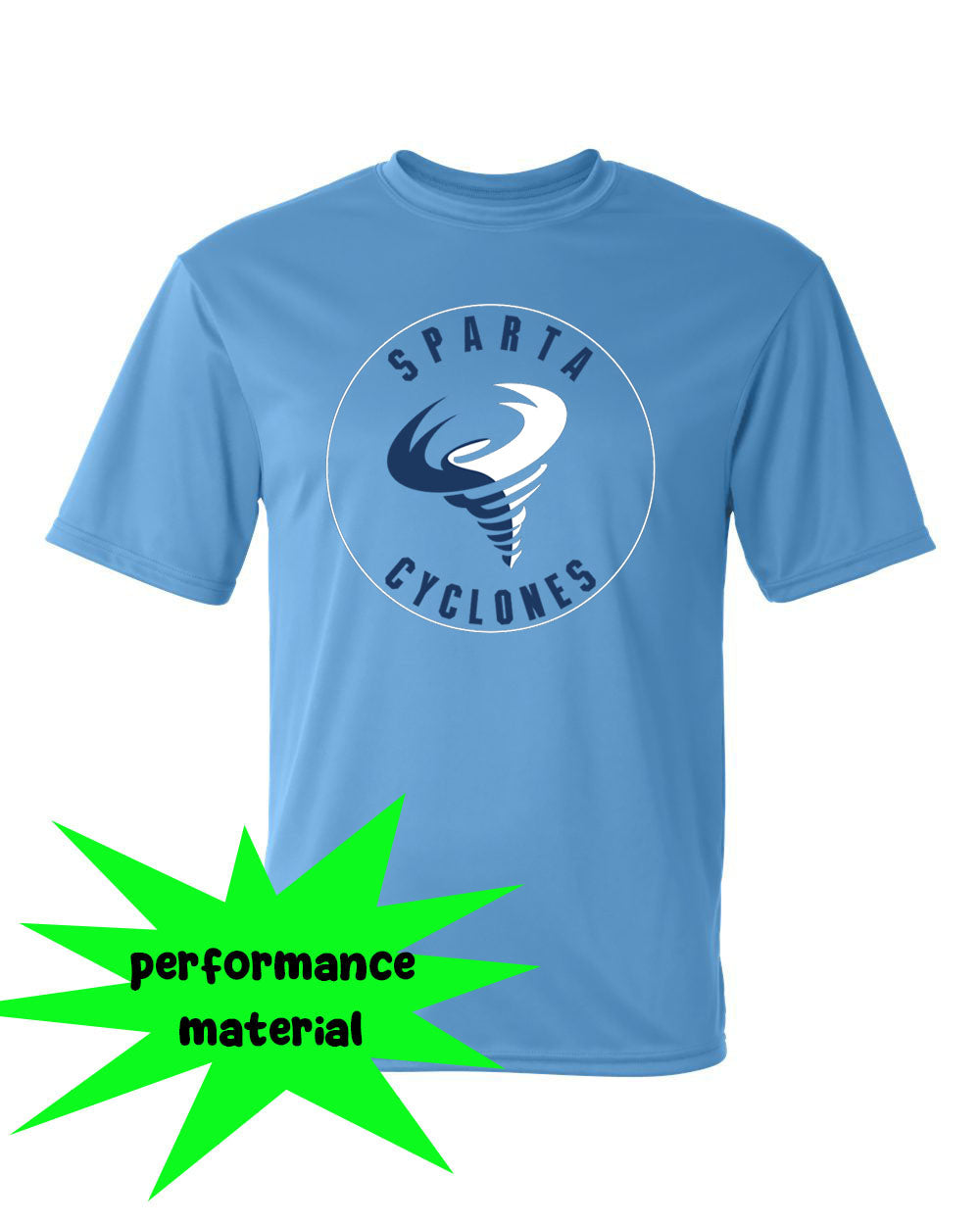 Sparta Cyclones Performance Material T-Shirt Design 1