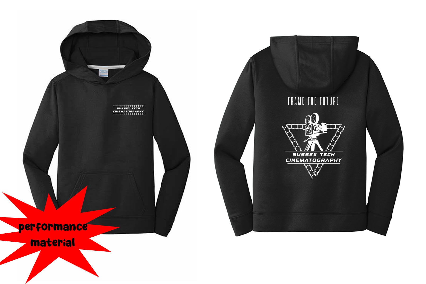 Sussex film Performance Hooded Sweatshirt Design 1