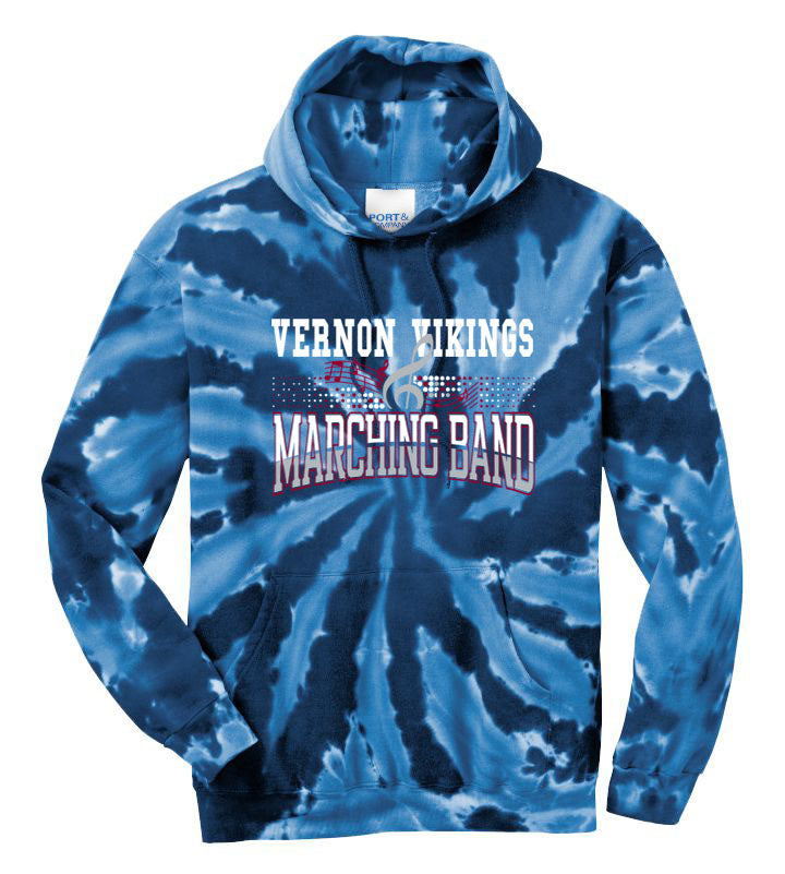 Vernon Marching Band Tie-Dye Hooded Sweatshirt Design 6