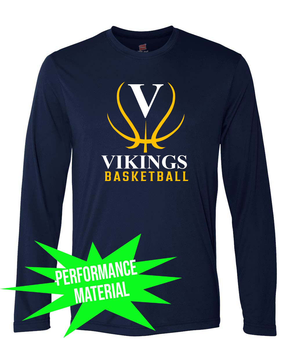 Vikings Basketball Performance Material Design 3 Long Sleeve Shirt