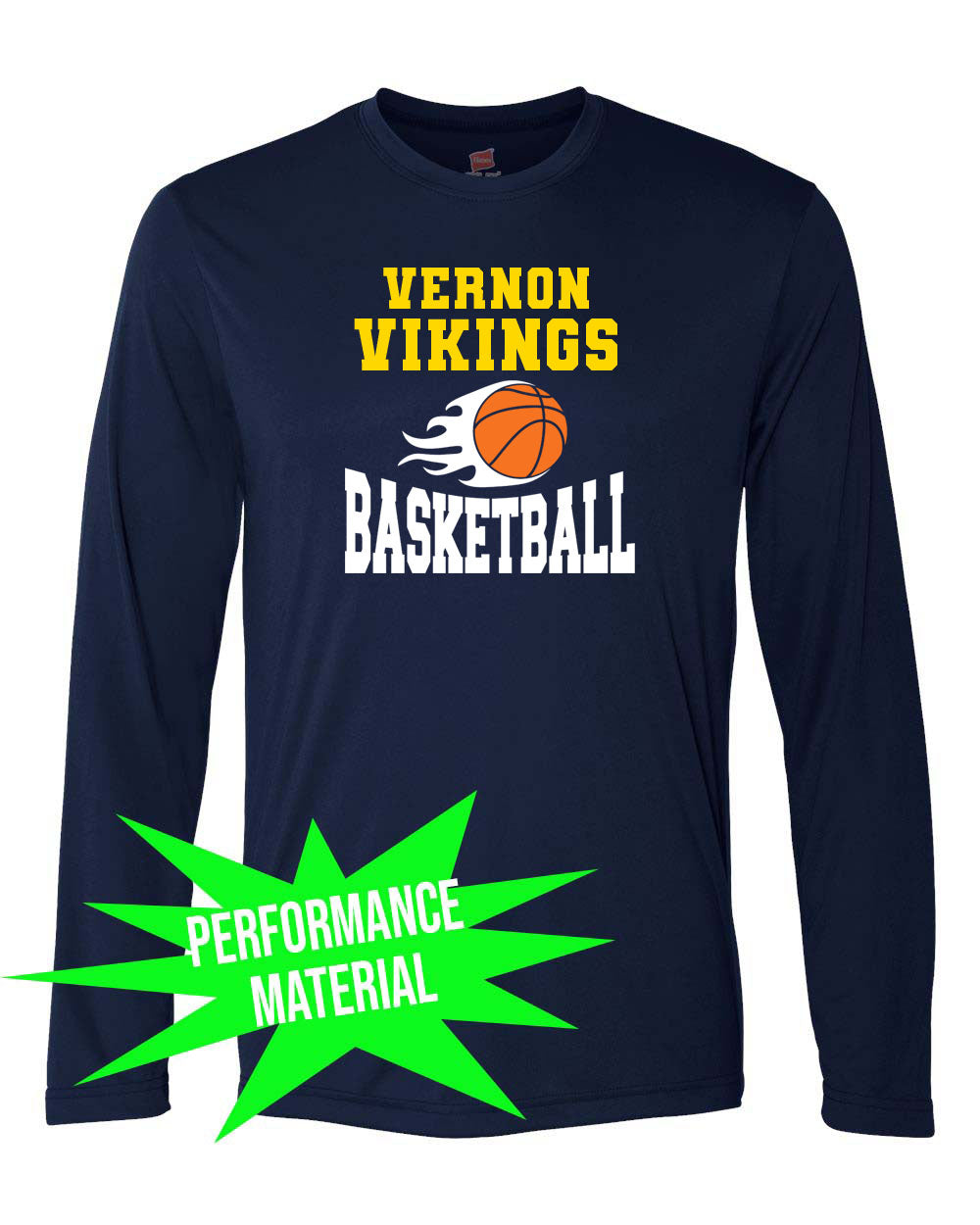 Vikings Basketball Performance Material Design 4 Long Sleeve Shirt