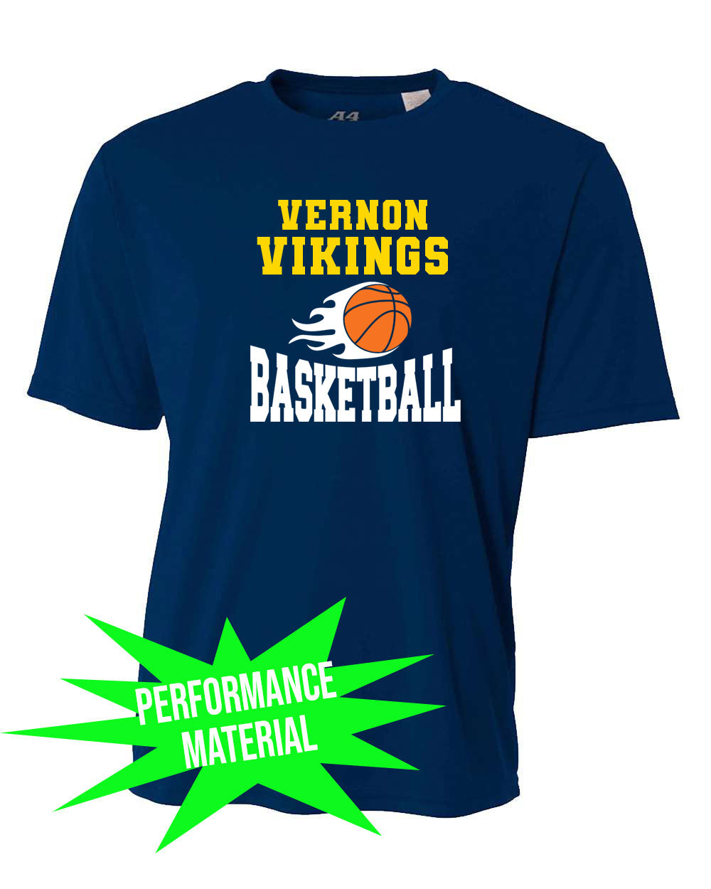 Vikings Basketball Performance Material T-Shirt Design 4