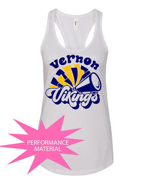 Vernon Vikings Cheer Design 12 Performance Racerback Tank Top