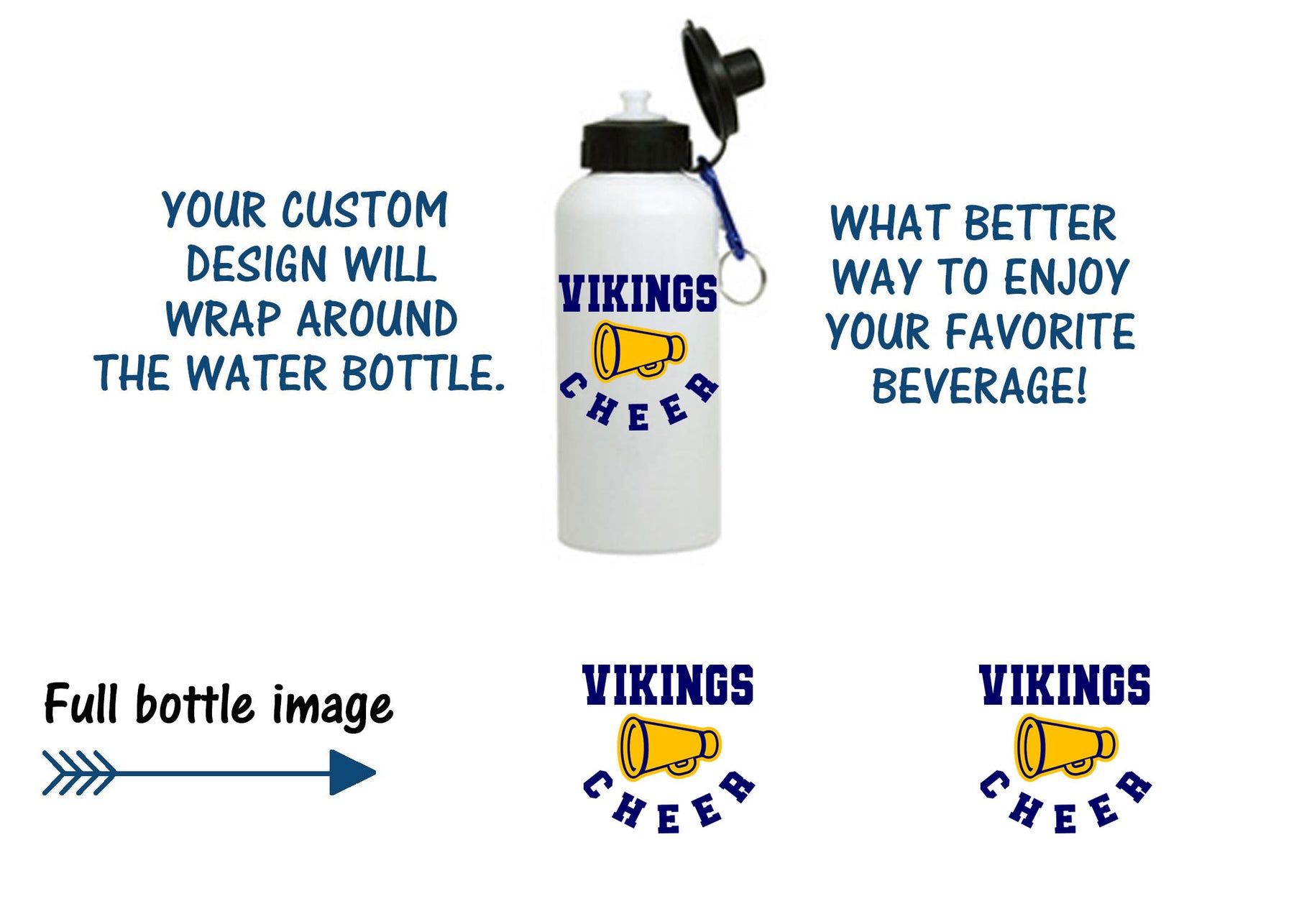 Vernon Vikings Cheer  Design 13 Water Bottle