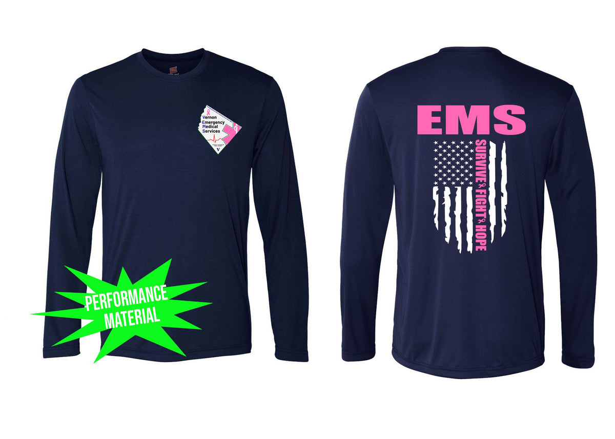 Vernon EMS Breast Cancer Awareness Performance Material Long Sleeve Shirt