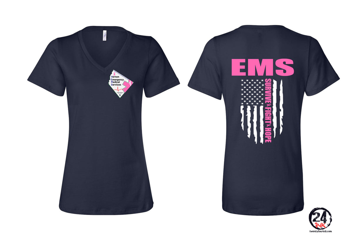 Vernon EMS Breast Cancer Awareness V-neck T-Shirt