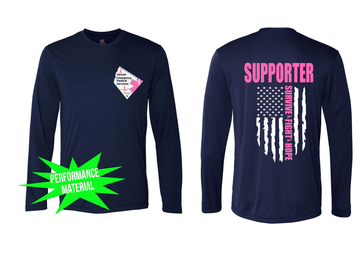 Vernon EMS Breast Cancer Awareness Performance Material Long Sleeve Shirt