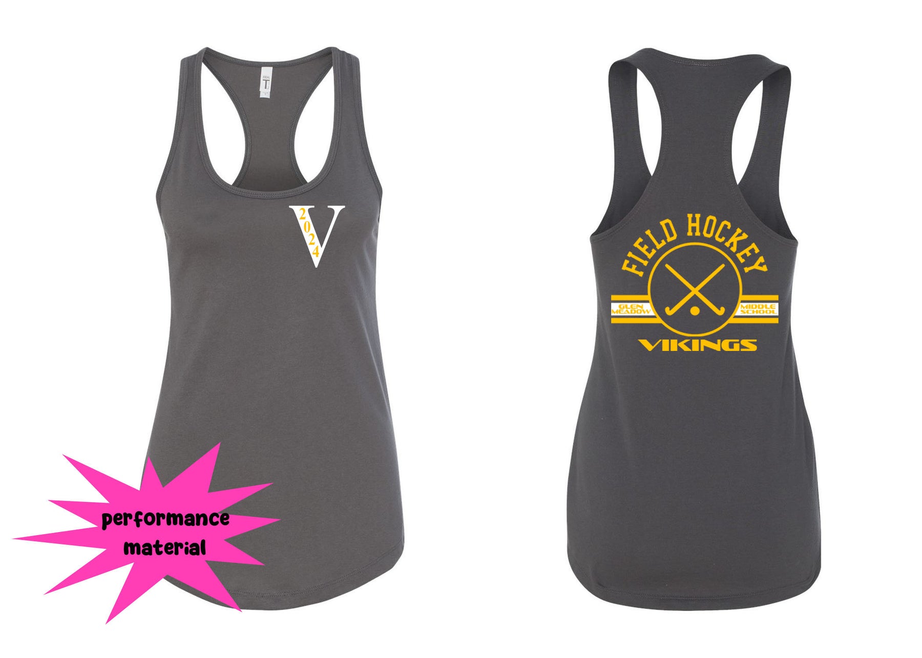 Vernon Field Hockey Performance Racerback Tank Top Design 2