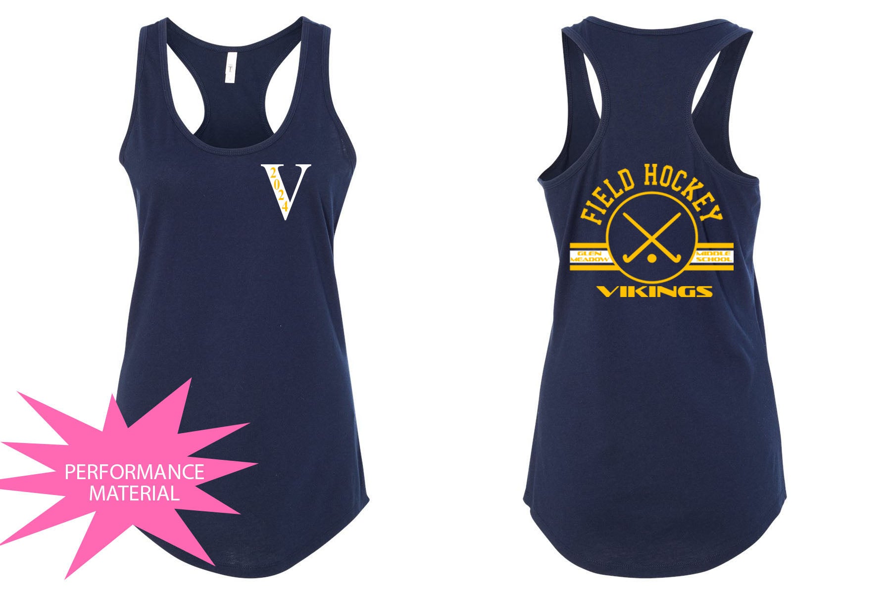 Vernon Field Hockey Performance Racerback Tank Top Design 2