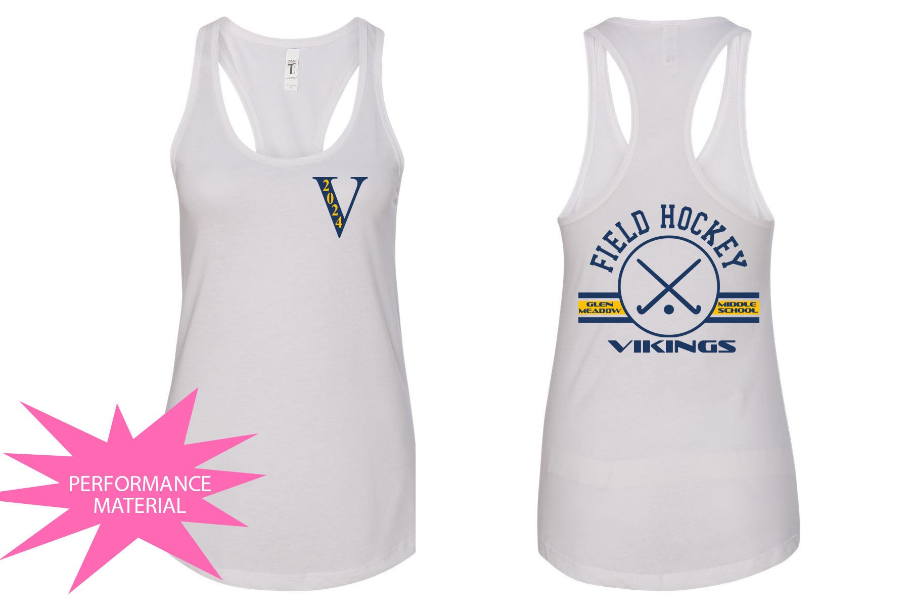 Vernon Field Hockey Performance Racerback Tank Top Design 2