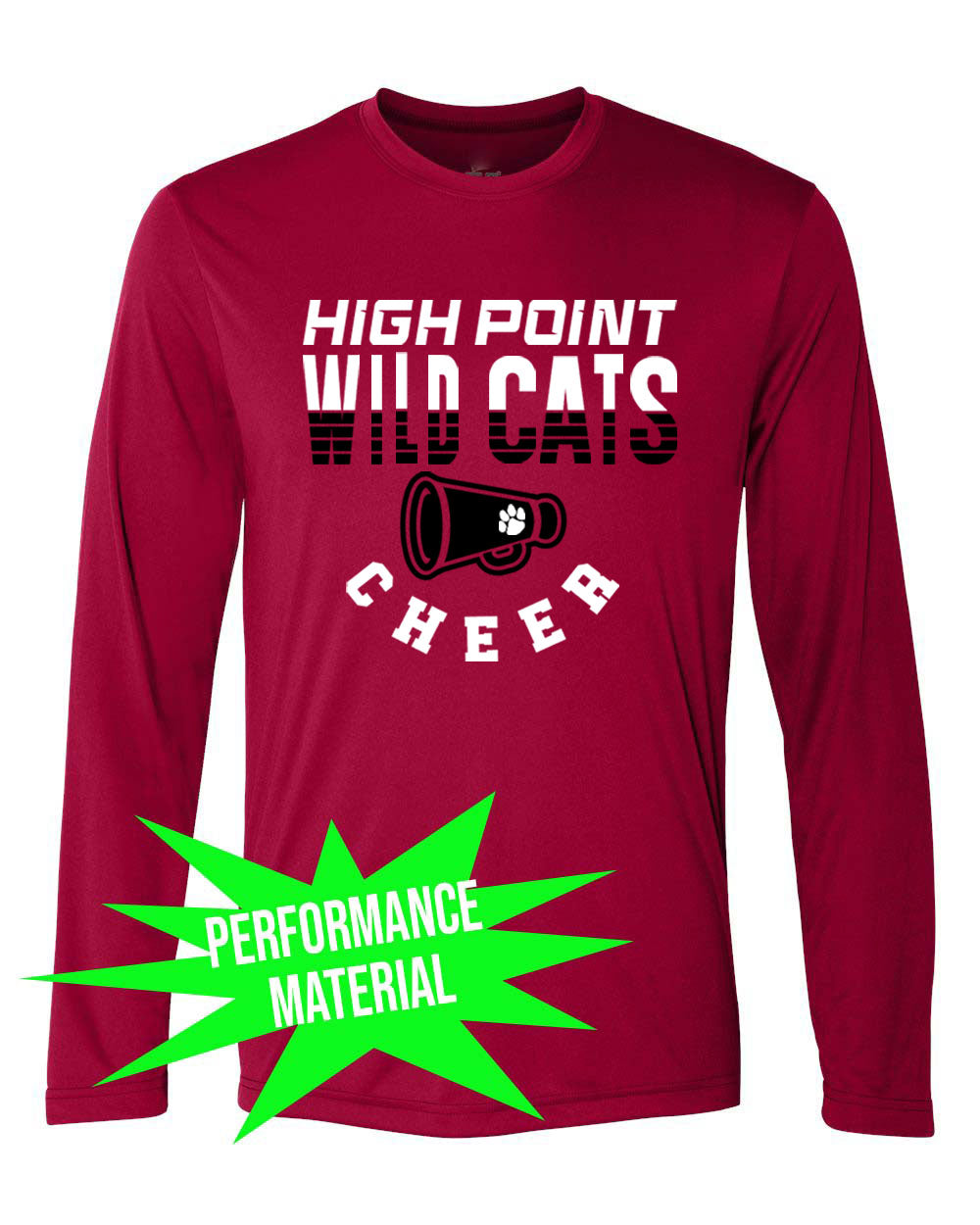Wildcats cheer Performance Material Design 2 Long Sleeve Shirt