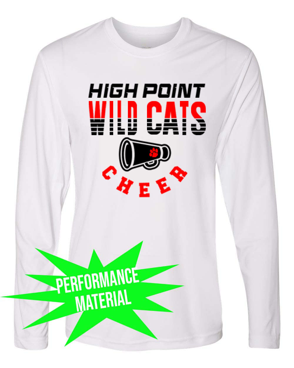 Wildcats cheer Performance Material Design 2 Long Sleeve Shirt