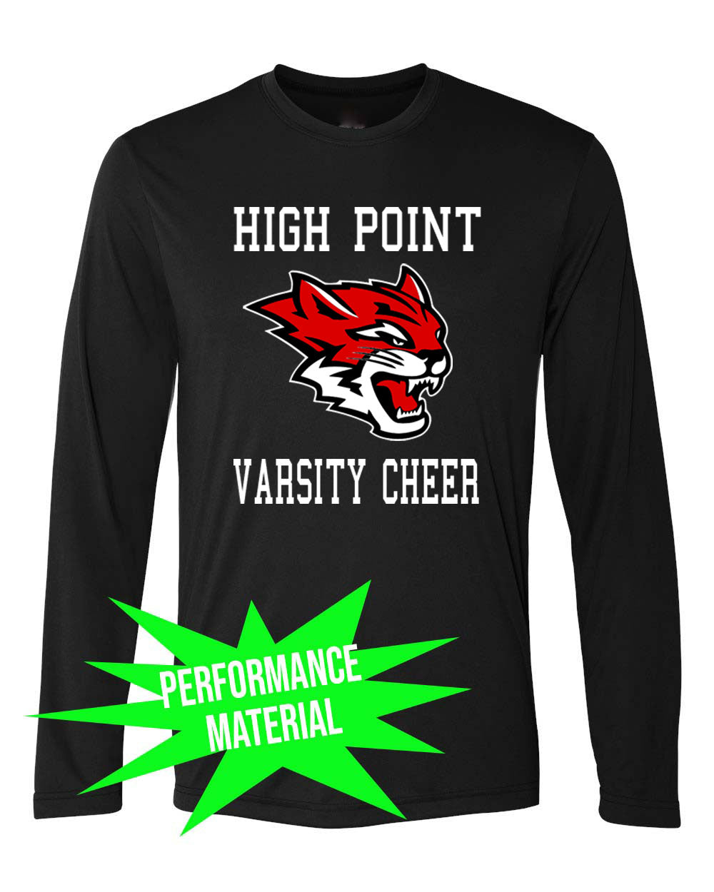 Wildcats cheer Performance Material Design 3 Long Sleeve Shirt