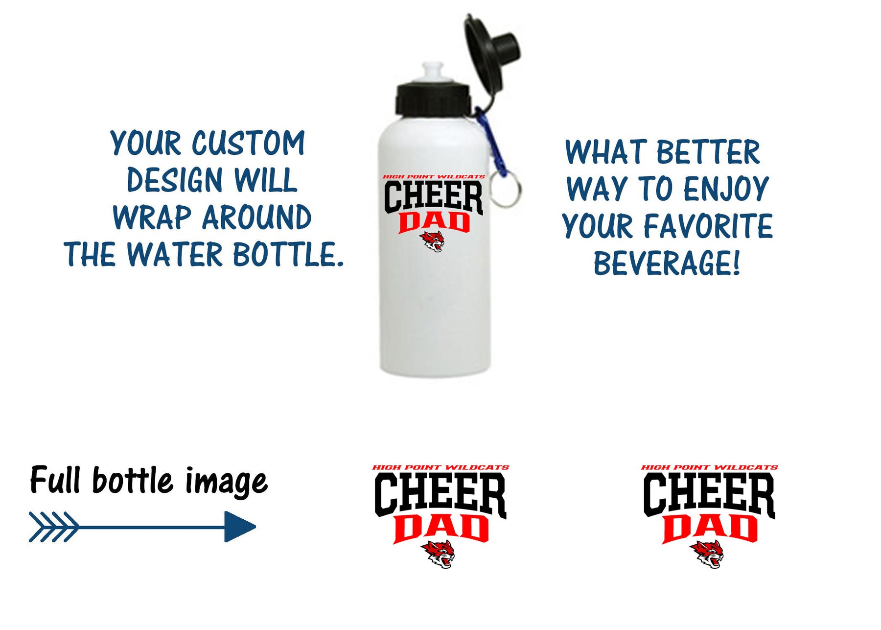 Wildcats Cheer Design 6 Water Bottle