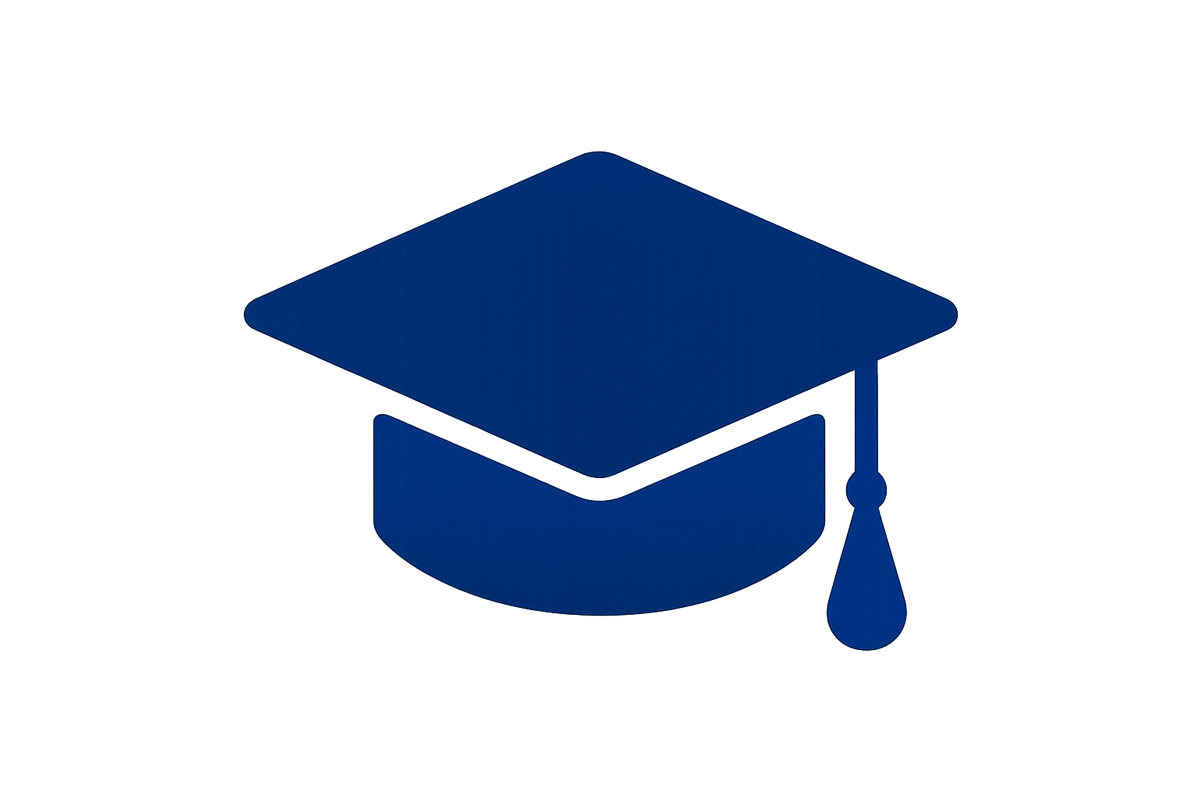 generate an icon of graduation cap in this color 
     #063a97;