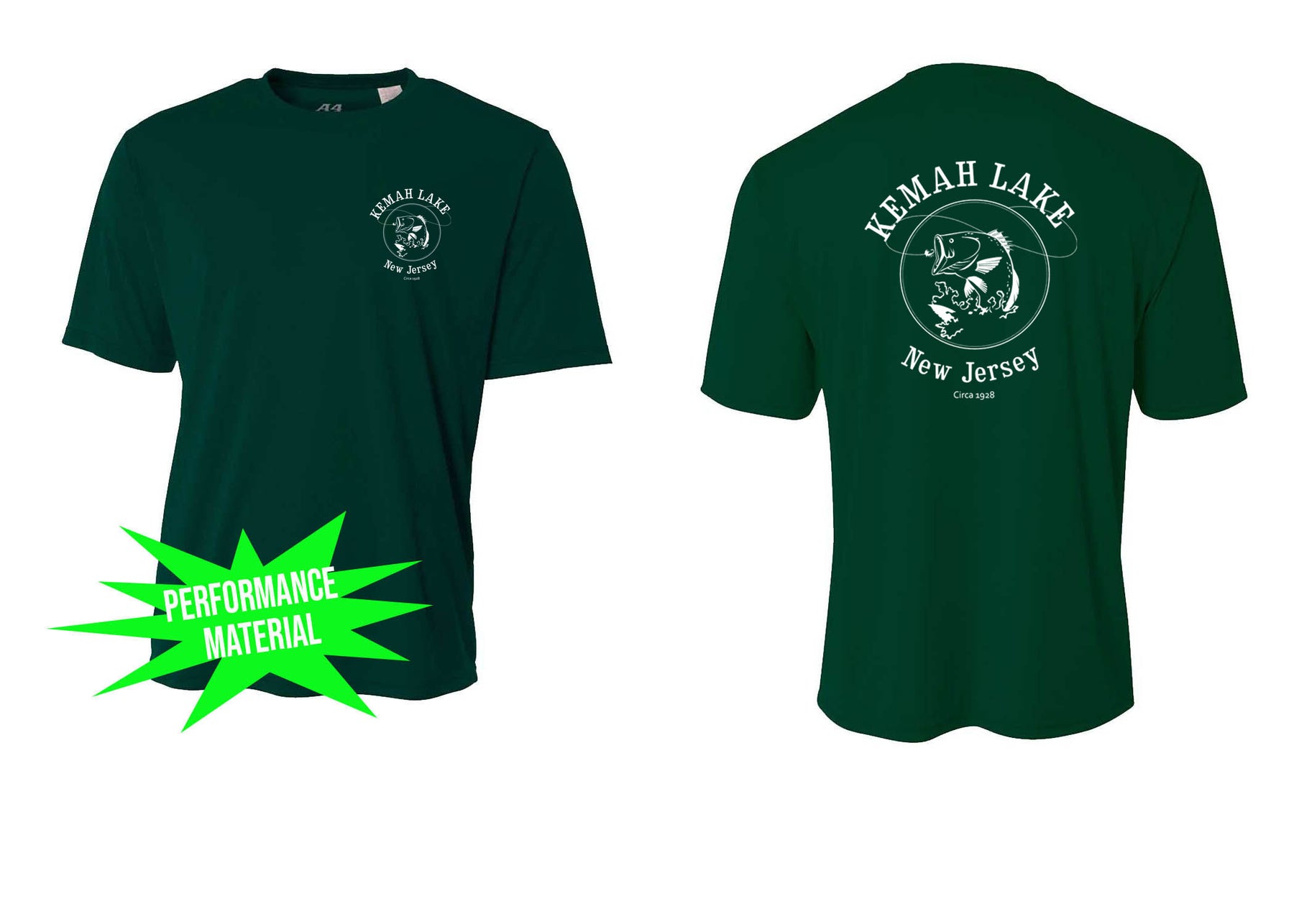 Kemah Lake Performance Material T-Shirt Design 1