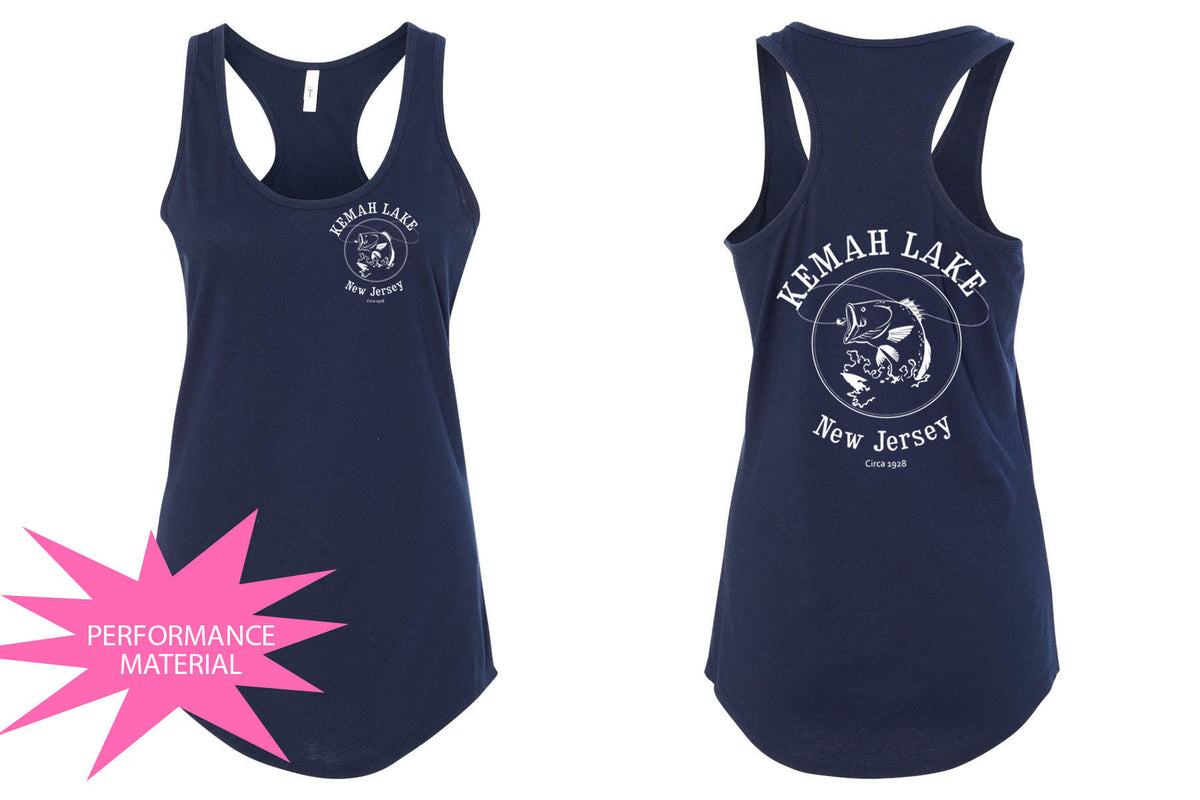 Kemah Lake Performance Racerback Tank Top Design 1