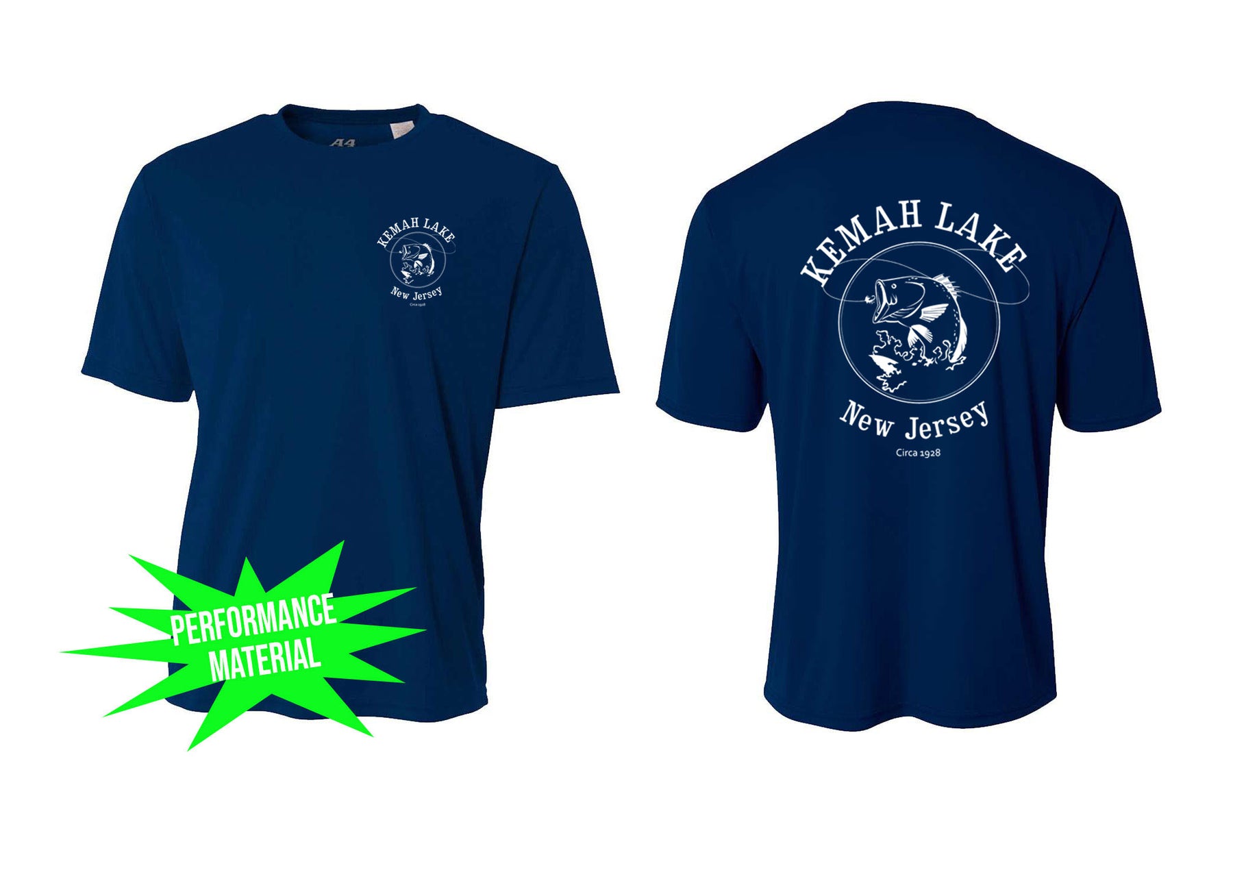Kemah Lake Performance Material T-Shirt Design 1
