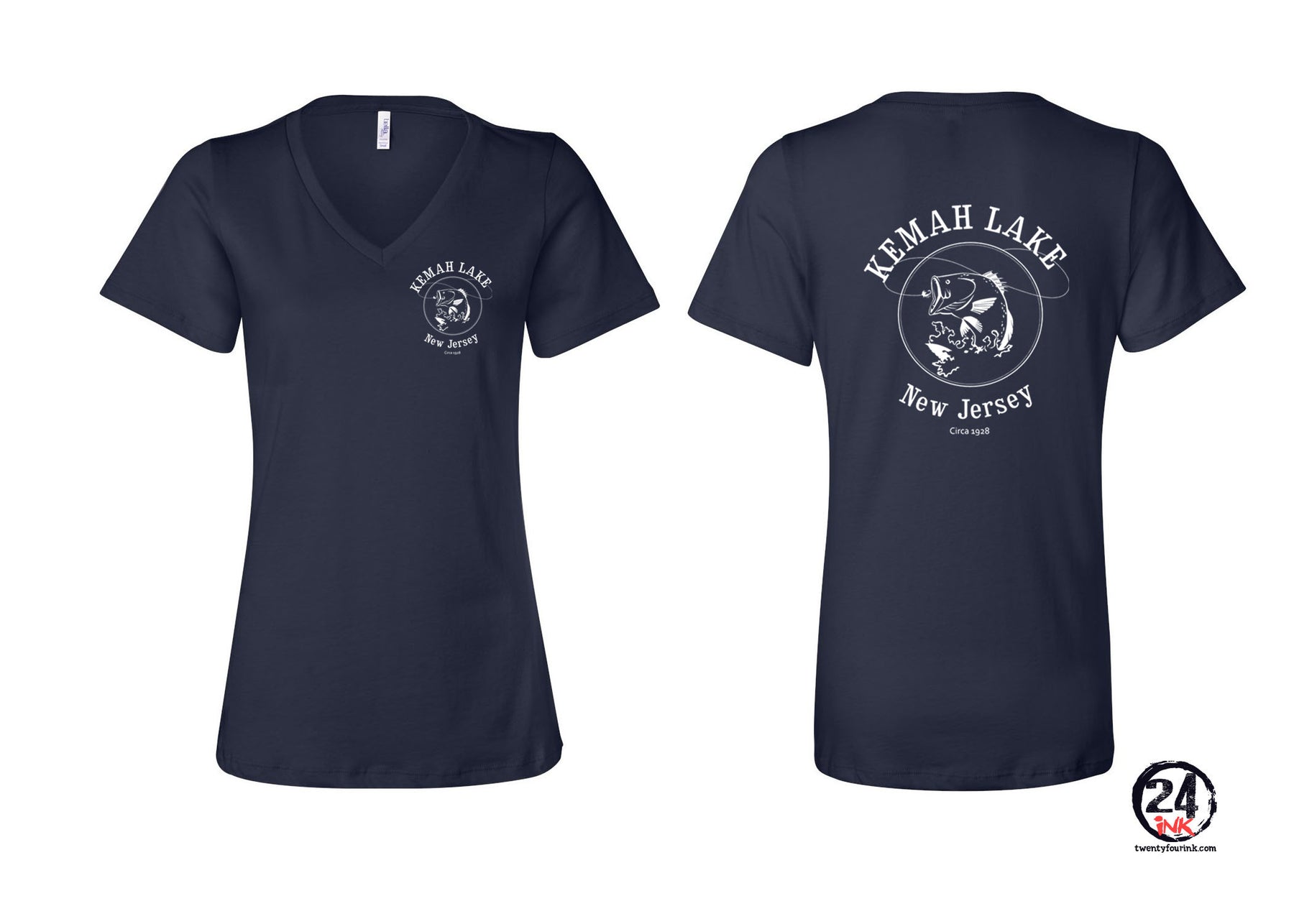 Kemah Lake V-neck T-shirt Design 1