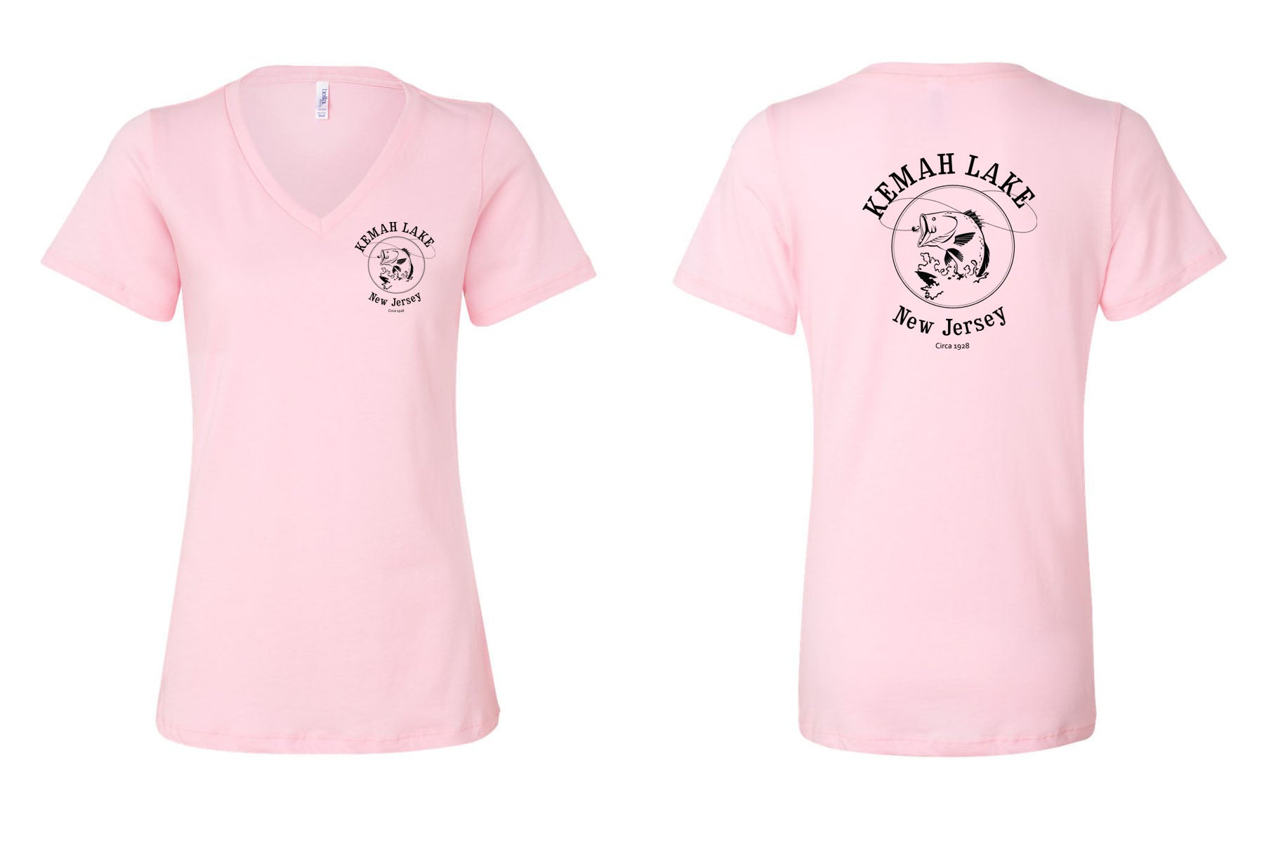 Kemah Lake V-neck T-shirt Design 1