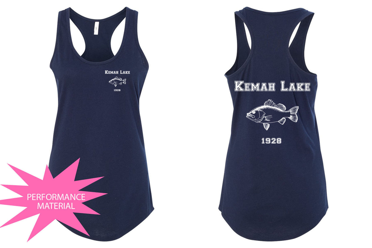 Kemah Lake Performance Racerback Tank Top Design 2