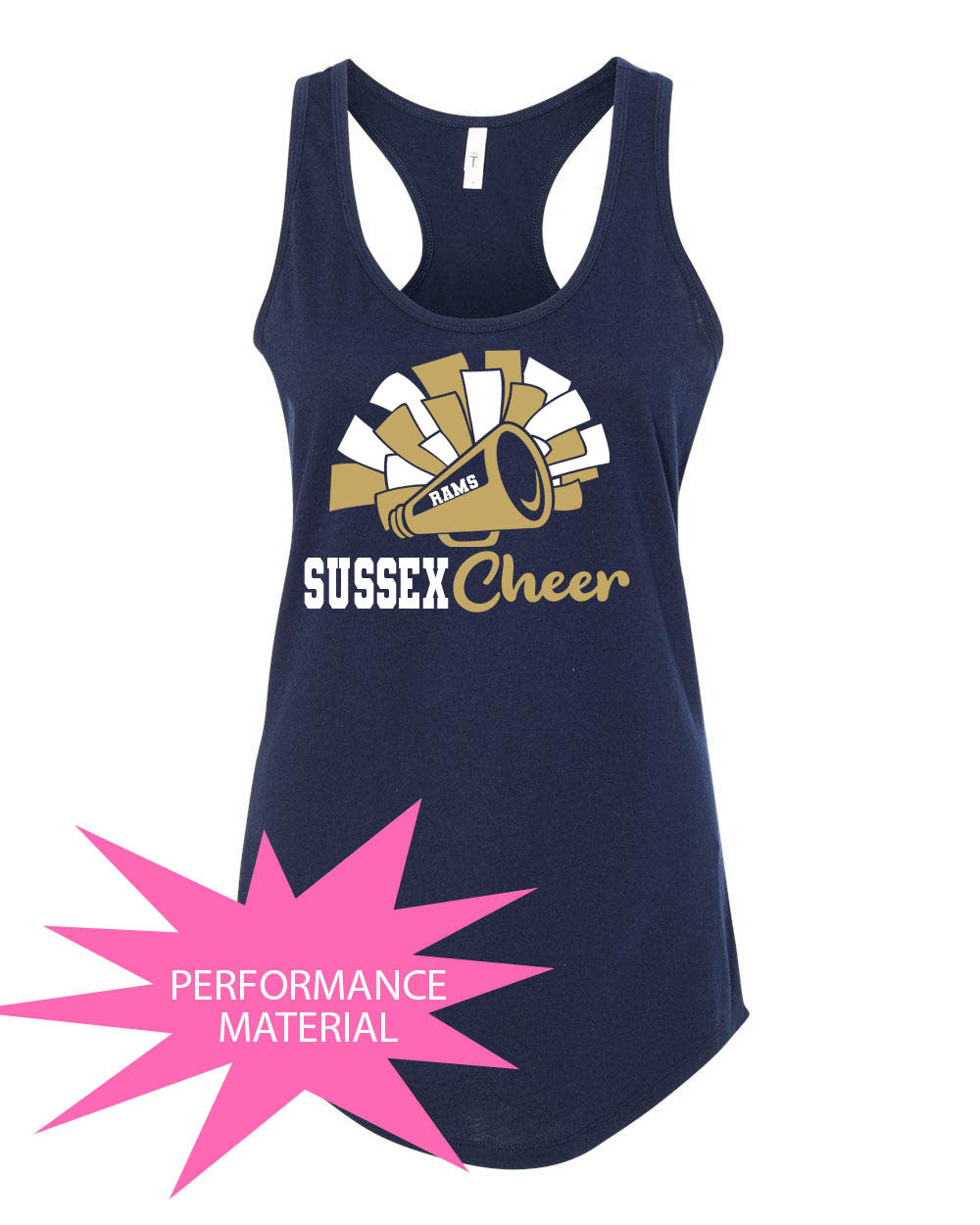 Sussex Middle Cheer Performance Racerback Tank Top Design 2